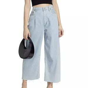 Agolde Dagna High riser pleated Baggy BohoRaw Hem Jeans lightweight Wash Sz 31